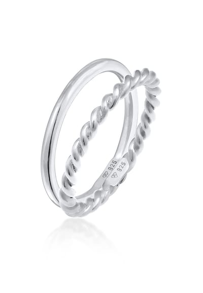 Elli - Ring - Dames Gedraaid Basis Set van 2 in 925 sterling zilver - Dames