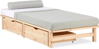 Homestyle4u Palletbed - 90x200 cm - Houten bed - met bedbak Set van 2 - Natuur