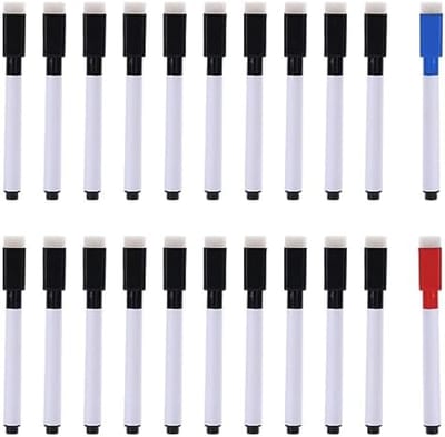 PromoHome 22 stuks whiteboard markers set met magnetische uitwisbare stiften, fijne punt sneldrogende markers voor school, kantoor en thuisgebruik