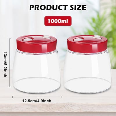 Famanu - Fermentatieglas, 2 stuks, 1 liter, glazen pot met deksel, hoge capaciteit, fermentatiecontainer voor gisting, kimchi