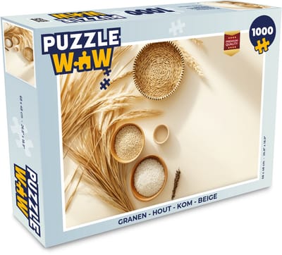 Puzzel Granen - Hout - Kom - Beige - Legpuzzel - Puzzel 1000 stukjes volwassenen