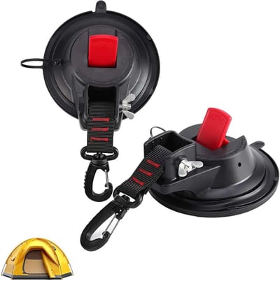 2 Stuks Sterke Zuignappen voor Camping, Multifunctionele Haak voor Tent en Caravan, Ideaal voor Buitenactiviteiten en Auto Gebruik
