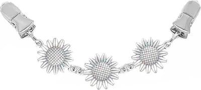 Fako Bijoux® - Vestsluiting - Vestclip - Sjaalspeld - Vestklem - Zonnebloem - Zilverkleurig