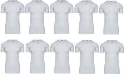 10-Pack Extra lange heren T-shirts van Beerenondergoed met V-hals M3000 Wit maat M
