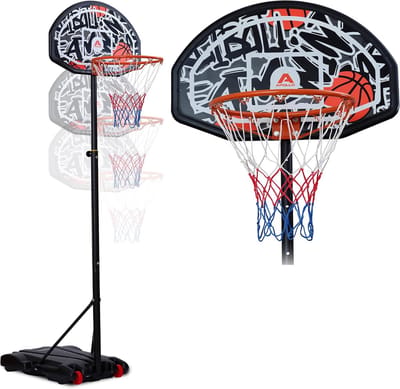 Verstelbare Basketbalring met Standaard en Wielen | Outdoor Sportaccessoire voor Kinderen en Tieners