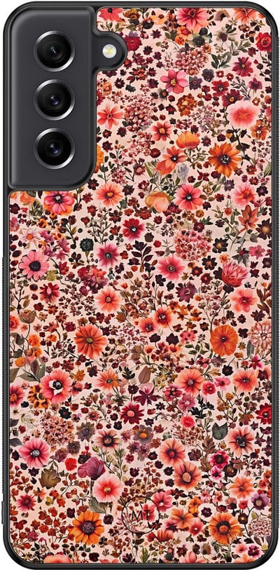 Hoesje geschikt voor Samsung Galaxy S21 FE - Vintage floral - TPU Hard Case Backcover - Roze - Mooie Telefoonhoesjes