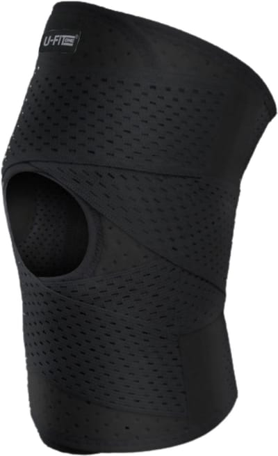 U Fit One 1 Stuk Knie Brace met Band - Kniebeschermers - Knieband - Knee Support & Bandage - Sportbrace - Maat M - Zwart