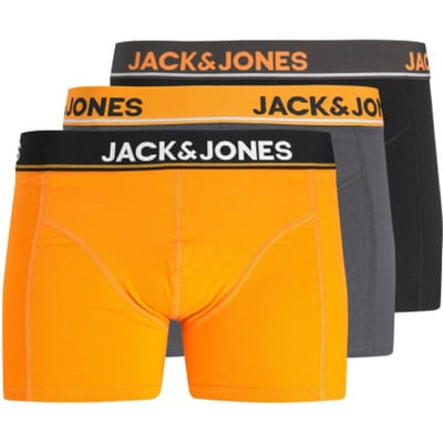 Jack & Jones Junior Effen Boxershorts Jongens Trunks JACGREG 3-Pack Oranje - Maat 140