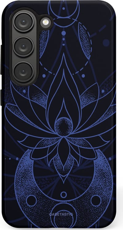 Casetastic Hoesje Geschikt voor Samsung S23 - Stijlvolle Beschermende Duo-layer Case - Lotus Nacht