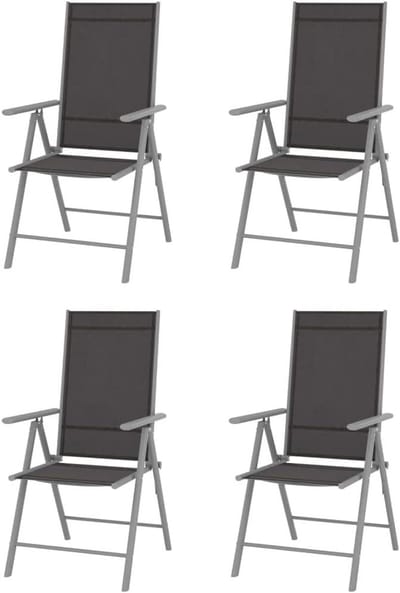 Textilene Inklapbare tuinstoelen, 4 stuks, zwart, balkonstoel, terrasstoel, eetkamerstoelen voor terras, tuin en balkon