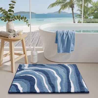 Absorberende Badkamer Mat Antislip Rubber Achterkant, Wasmachinebestendige Golf Badmat Zachte Premium Microfiber, Strand Badkamer Vloerkleed Sneldrogend voor Badkuip en Douchevloer, 20"x32"