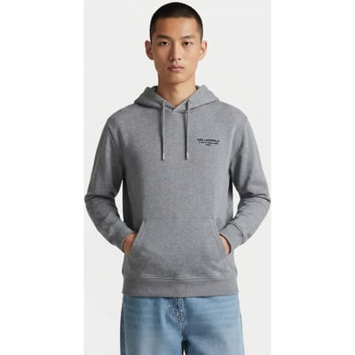 Karl Lagerfeld Darkgrey Melange Sweat Hoody Maat: M | Hoodies Outlet | Heren | Grijs