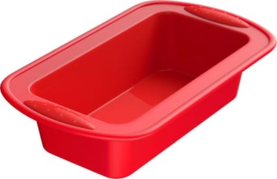 Intirilife Bakvorm van silicone in Rood - Buiten 27.3 x 14.7 x 6.5 cm - Binnen 22 x 9.7 x 6.3 cm - Cakevorm, bakvorm voor taarten en brood, bakaccessoire, antiaanbaklaag, hittebestendig