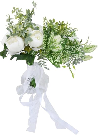 Bruidsboeket - Kunstbloemen - Bruiloft decoratie - Handgemaakt - 30x30cm - Wit