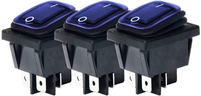Orbit Electronic Wipschakelaar ON-OFF - 4-pins - 30x22mm - 16A 250V - Spat Waterdicht - KCD4-201-16 - Blauw - 3 stuks