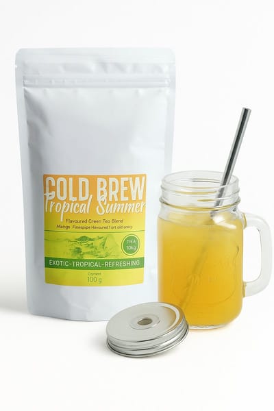 Cadeaupakket Cold Brew Tropical Summer + Glazen beker Lorenzo - cold brew thee - coldbrew - cold brew tea