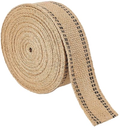 Dailygoods- Jute Singelband 10 Meter - Natuurlijke Jute met Zwarte Lijn - 50 mm Brede Bekleding - Doe-het-zelf - Woondecoratie - Geschenkverpakking - Jute Band