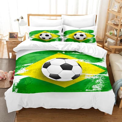 Dekbedovertrek 210x210 Print Voetbal Tieners Dekbedovertrek&2 stuks Kussensloop Eenpersoons Tweepersoons Maat Super Comfortabele Beddengoed Set EU single(135x200cm)
