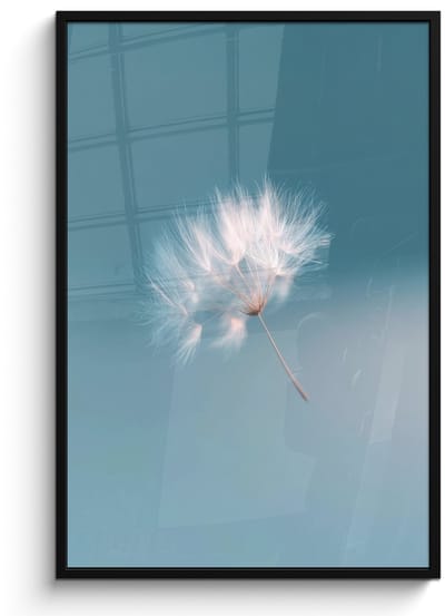 Poster in lijst - Fotolijst 80x120 cm - Posters - Paardenbloempluisje - Blauw - Lucht - Posterlijst zwart - Decoratie - Wanddecoratie woonkamer - Muurdecoratie slaapkamer