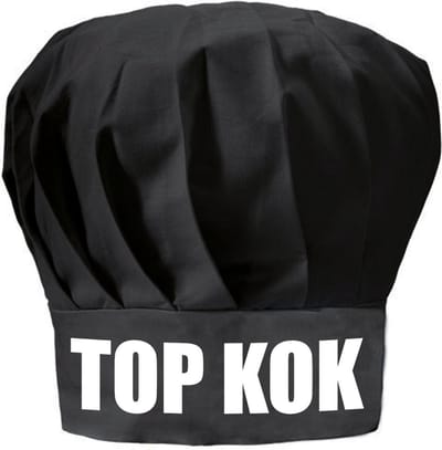 Top kok cadeau - koksmuts - zwart - dames en heren - verkleed - vaderdag - moederdag - verjaardag