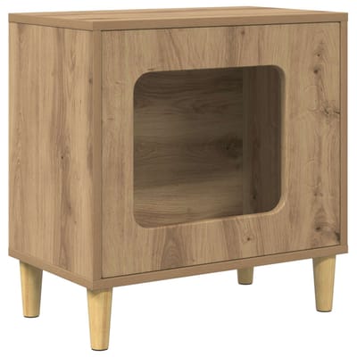vidaXL Kattenhuis Artisanaal eiken 51 x 30 x 52 cm Bewerkt hout