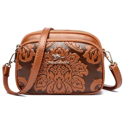 Dames Tas High-end Schoudertas Nieuwe Meerlaagse Kleine Ronde Tas voor Schoonmoeder Mode Crossbody Tas voor Middelbare Leeftijd brown