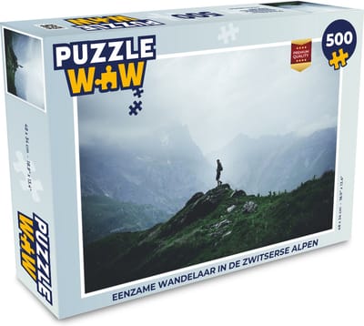 Puzzel Eenzame wandelaar in de Zwitserse Alpen - Legpuzzel - Puzzel 500 stukjes