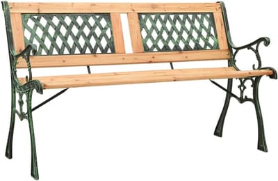Tuinbank Gietijzer - Buitenbank Hout - Ontspannen in de tuin - Nostalgisch design - 122 cm breed