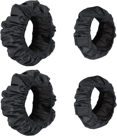 Set van 4 zwarte kinderwagenbandenbeschermers van polyester - Wielbeschermhoezen voor buggy-wielen, kofferbak en reizen met extra grip en duurzaamheid