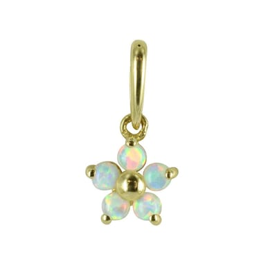 New Bling 9NBSAM-G200287 Gouden Hangertje - Dames - Bloem - Opaal - 6,4 mm Doorsnee - 14 Karaat - Bedel - Goud
