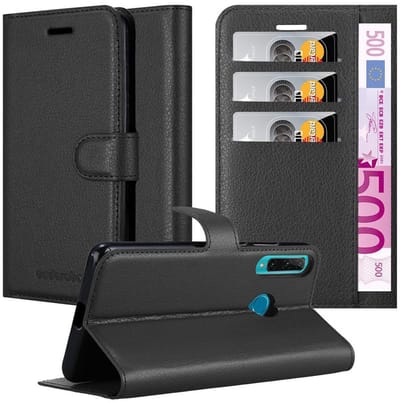 Cadorabo Hoesje geschikt voor Honor 20e in PHANTOM ZWART - Beschermhoes met magnetische sluiting, standfunctie en kaartvakje Book Case Cover Etui