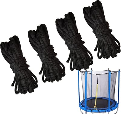 Trampoline touw - Net reparatie - Veiligheid verbeteren - Hoge sterkte nylon - 4 stuks 4.6m - Zwart