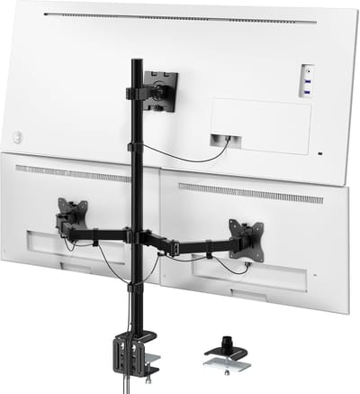 Monitor arm 3 schermen - Monitorhouder - Monitor tafelmontage - Zwart - 45cm x 30cm x 11cm