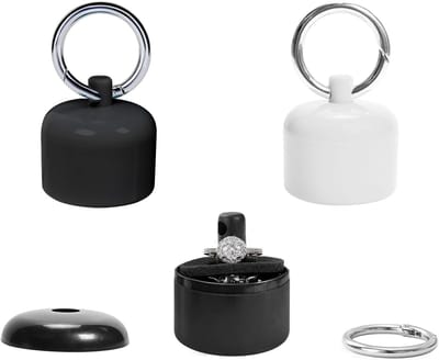 Famanu – Reissieradenhouder set van 2, compacte ringhouder met sleutelhanger, mini opbergdoos voor ringen, oorbellen en kettingen