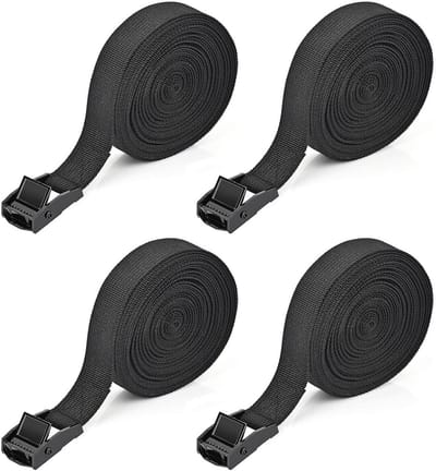 Spanbanden met Ratel en Klem - 4 Stuks Zwarte Spanbanden 6 Meter voor Auto, Aanhanger en Bagage