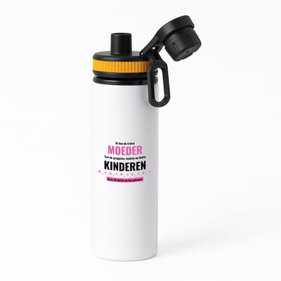 Hacebo® - ik ben de trotste moeder van de grappigste, leukste en beste kinderen, en ja dit heb ik van hun gekregen waterfles met draaidop oranje - de trotste moeder - Moeder cadeautjes - moederdag - verjaardagscadeau - water fles - 850ML
