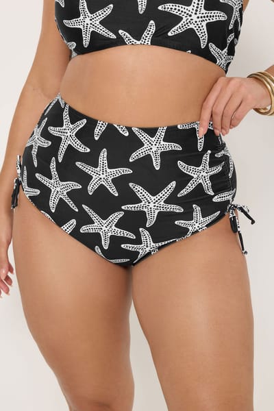 Yours Zwarte Zeester Super Hoge Taille Buikcorrigerende Bikinibroekjes Size 42
