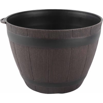 Houten Plantenpot Imitatie PP Hars Bloempot Imitatie Hout Plantenbak black
