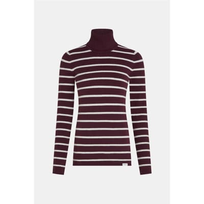 Penn & Ink W26b435 351-83m penn en ink jumper stripe aubergine grey mel.