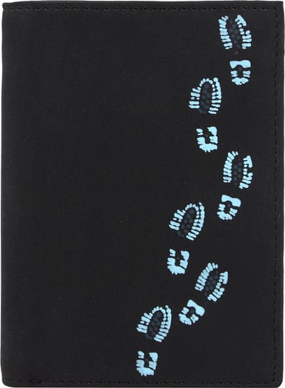 oxmox portemonnee New Cryptan RFID Protect Kombibörse Footsteps Print Cyan Black zwart