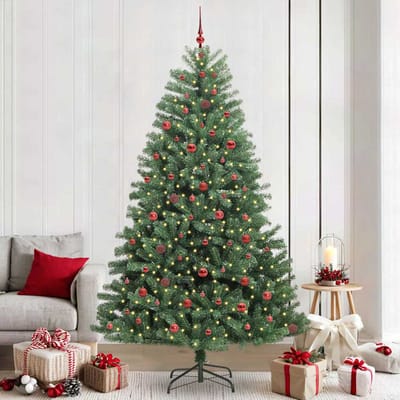 vidaXL - Kunstmatige - Hinged - Kerstboom - Groen - 240 - cm - PVC - en - Metalen