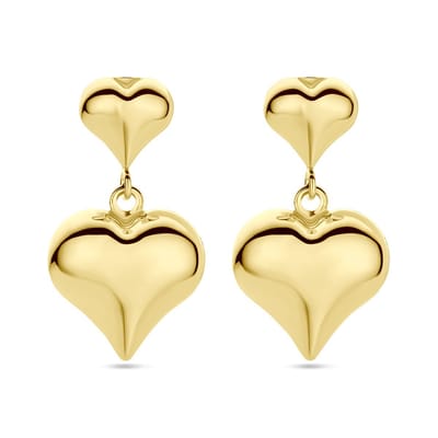 Jonline Goud Vergulde Hart Oorhangers 35 mm | 925 Zilver | Elegant & Romantisch Sieraad