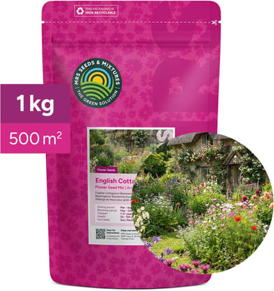MRS Engelse Cottagetuin bloemenmengsel - 1 kg voor 500 m² - 1- en meerjarige bloemzaden - Sprookjesachtige bloemenweide - Lokt bijen, hommels en vlinders