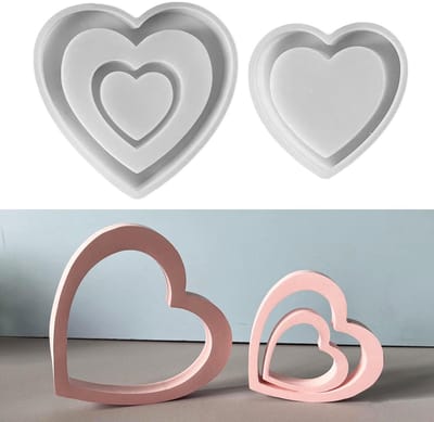 Dailygoods- Gietvorm Hart - 3 Stuks Siliconen Mallen - Duurzaam Materiaal - Decoratie voor Bruiloft/Kerstmis - Verschillende Maten - Eenvoudig Schoon te Maken - Mal