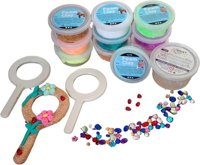 DIY-pakket - Knutselpakket voor kinderfeestjes - Vergrootglas met foam clay voor 6 kinderen