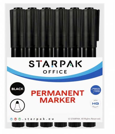Lobbes permanent marker zwart set - 12 stuks viltstiften creatief.