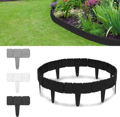 Flexibele kunststof tuinrand van 10 m in stenen look - 23 cm hoogte voor bloembedden, borders en tuinaanleg