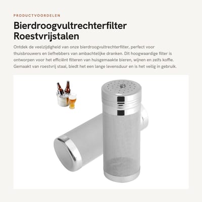 Dailygoods- Bierfilter 300 Mini - Roestvrij Staal - Duurzaam - Filter voor Koffie/Wijn - 7x18 cm - Praktisch Gebruik - Zeef