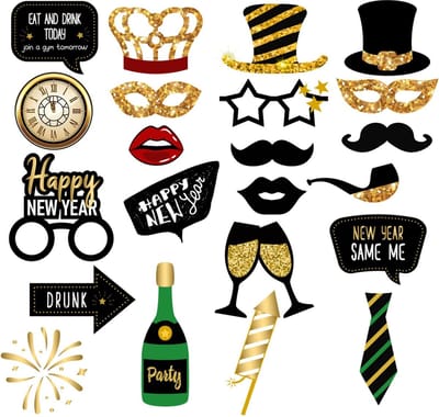 Happy New Year Oud en Nieuw Versiering Foto Props Photobooth Props Happy New Year Decoratie - 20 Stuks