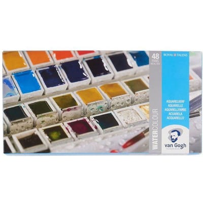 Van Gogh Aquarelverf set in metalen blik met 48 kleuren in halve Napjes